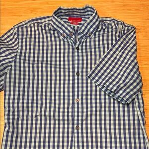 Zara Blue and Baby Blue Casual Button Down Shirt